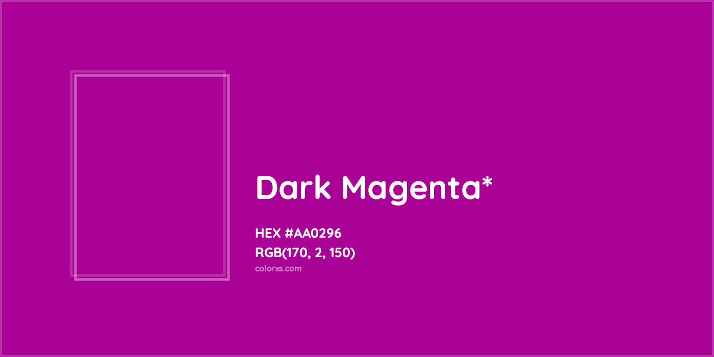 HEX #AA0296 Color Name, Color Code, Palettes, Similar Paints, Images