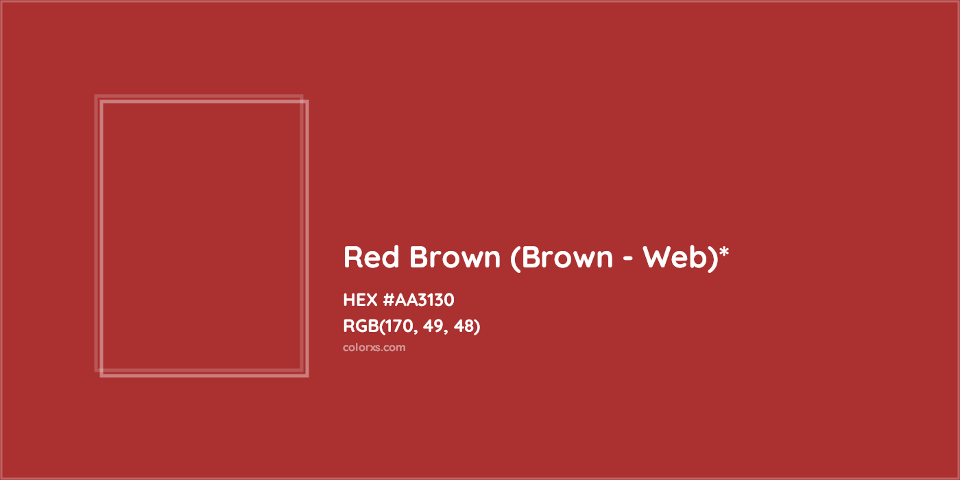 HEX #AA3130 Color Name, Color Code, Palettes, Similar Paints, Images