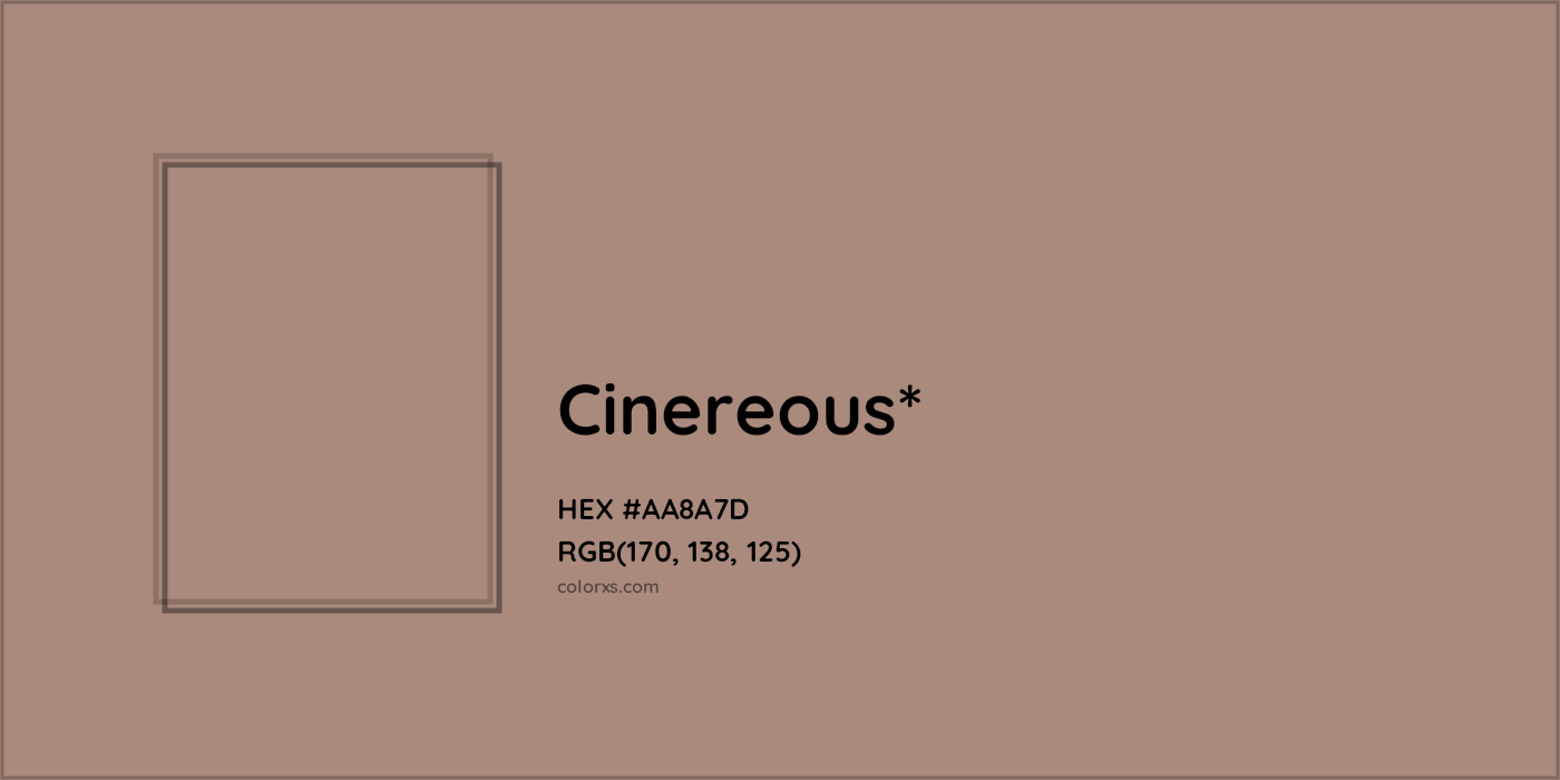 HEX #AA8A7D Color Name, Color Code, Palettes, Similar Paints, Images