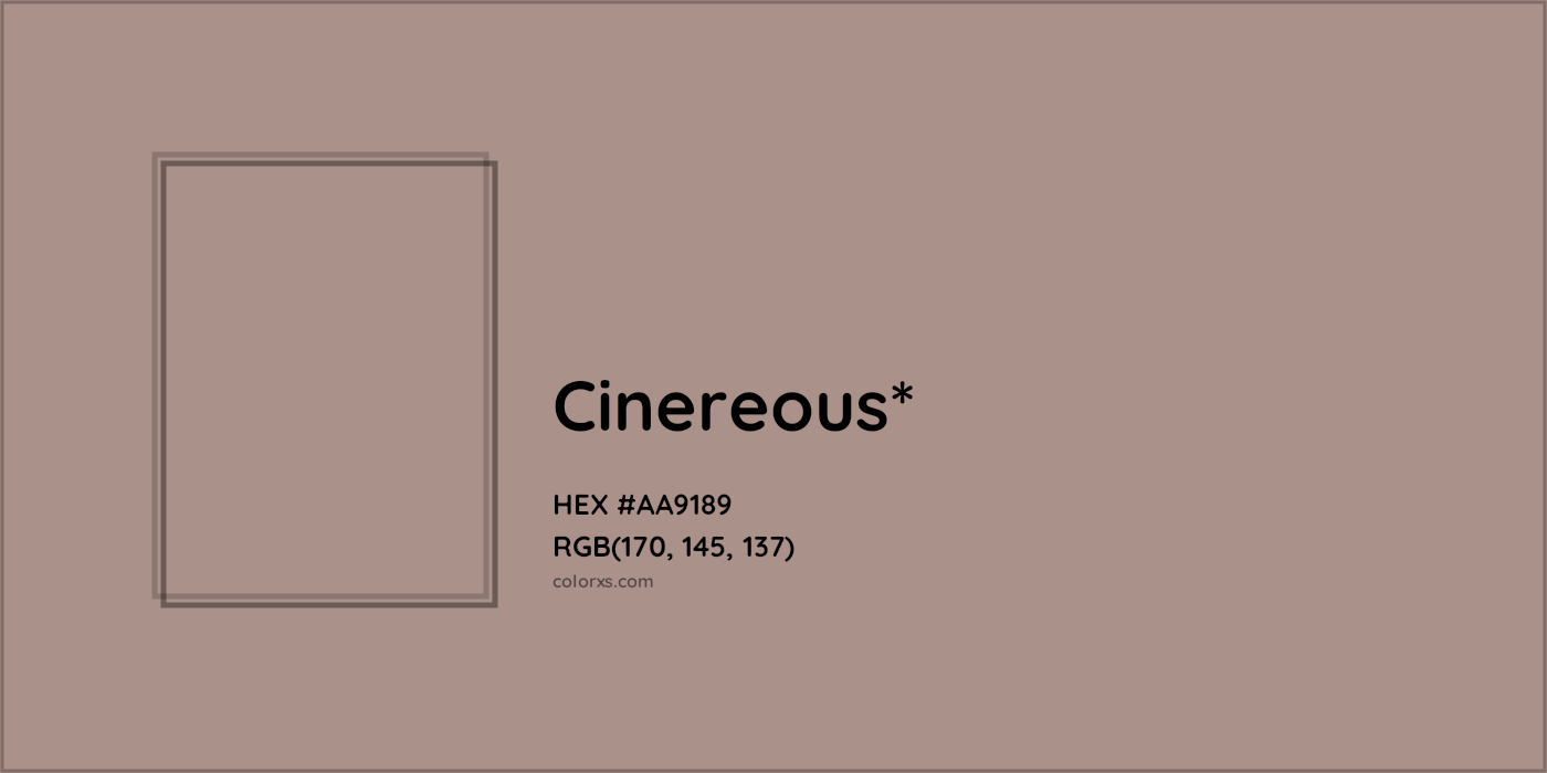 HEX #AA9189 Color Name, Color Code, Palettes, Similar Paints, Images