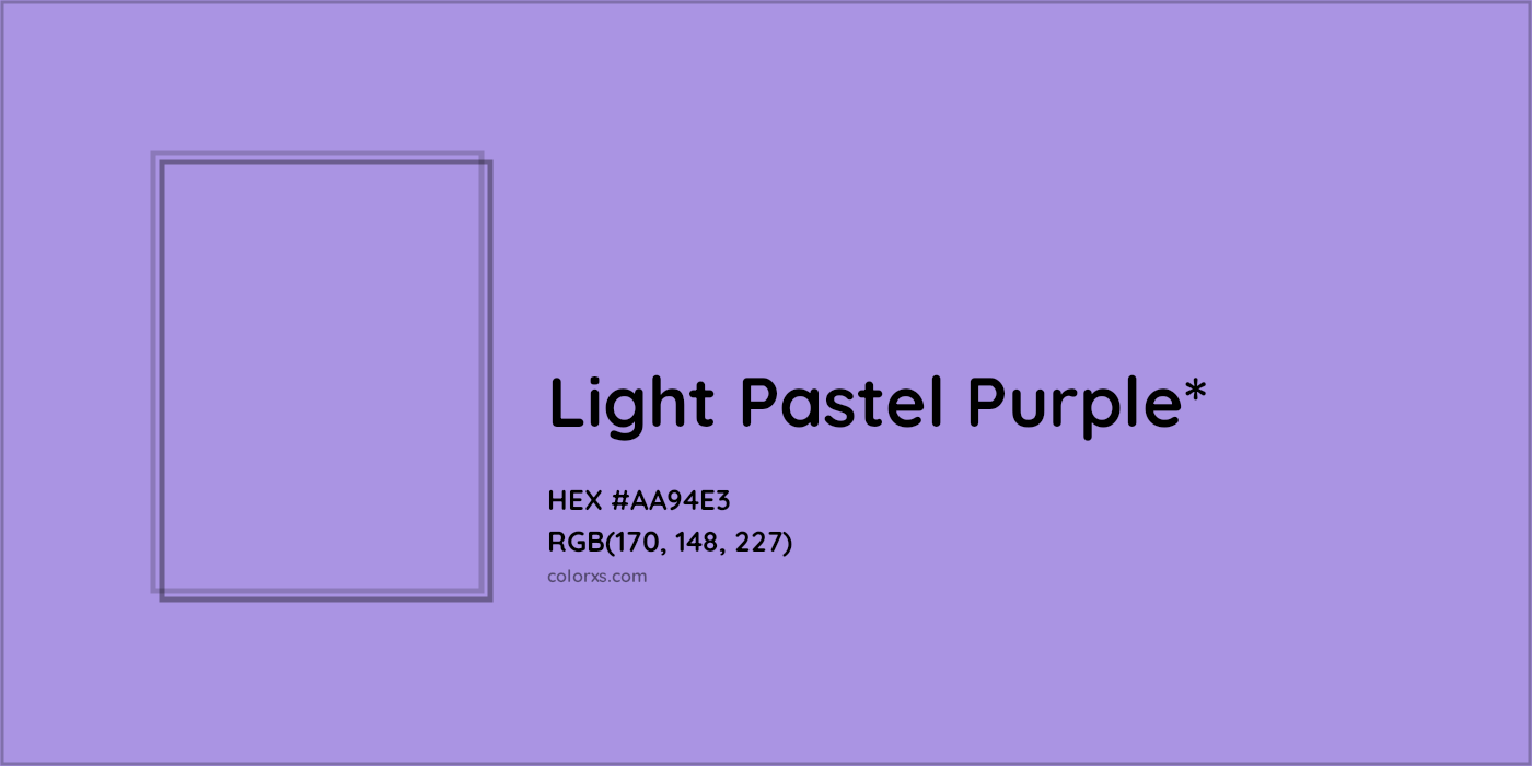 HEX #AA94E3 Color Name, Color Code, Palettes, Similar Paints, Images