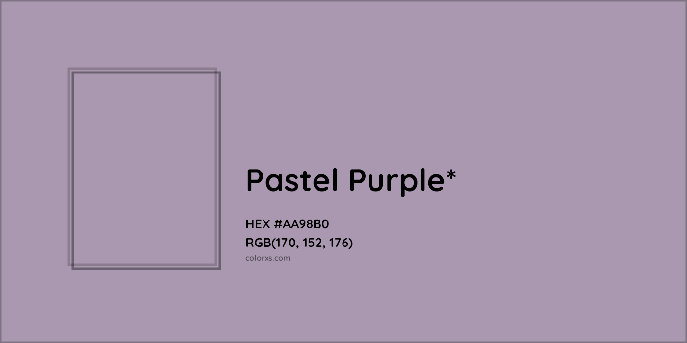 HEX #AA98B0 Color Name, Color Code, Palettes, Similar Paints, Images