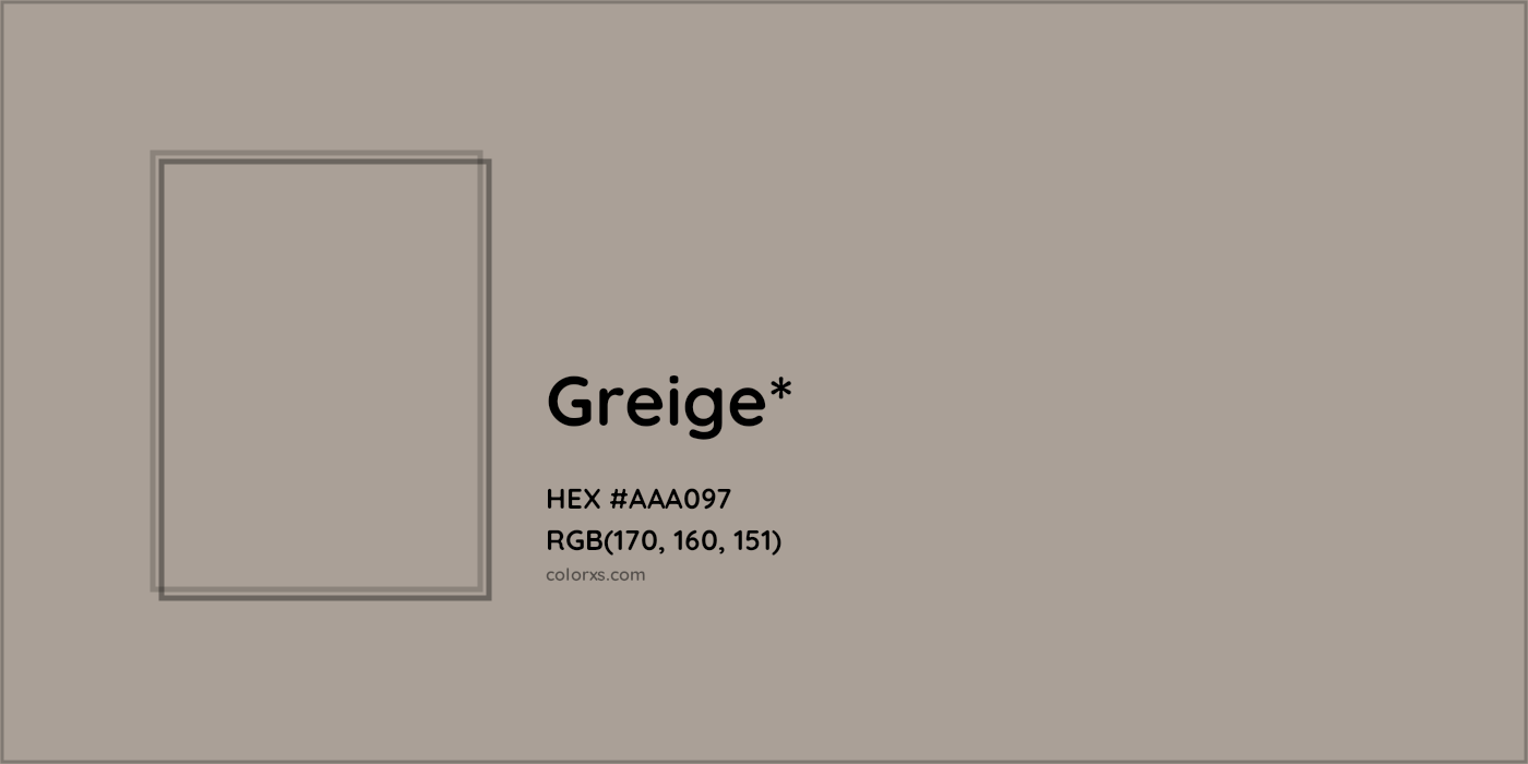 HEX #AAA097 Color Name, Color Code, Palettes, Similar Paints, Images