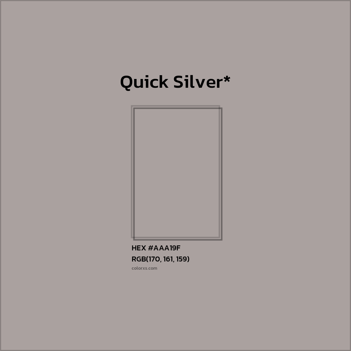 HEX #AAA19F Color Name, Color Code, Palettes, Similar Paints, Images
