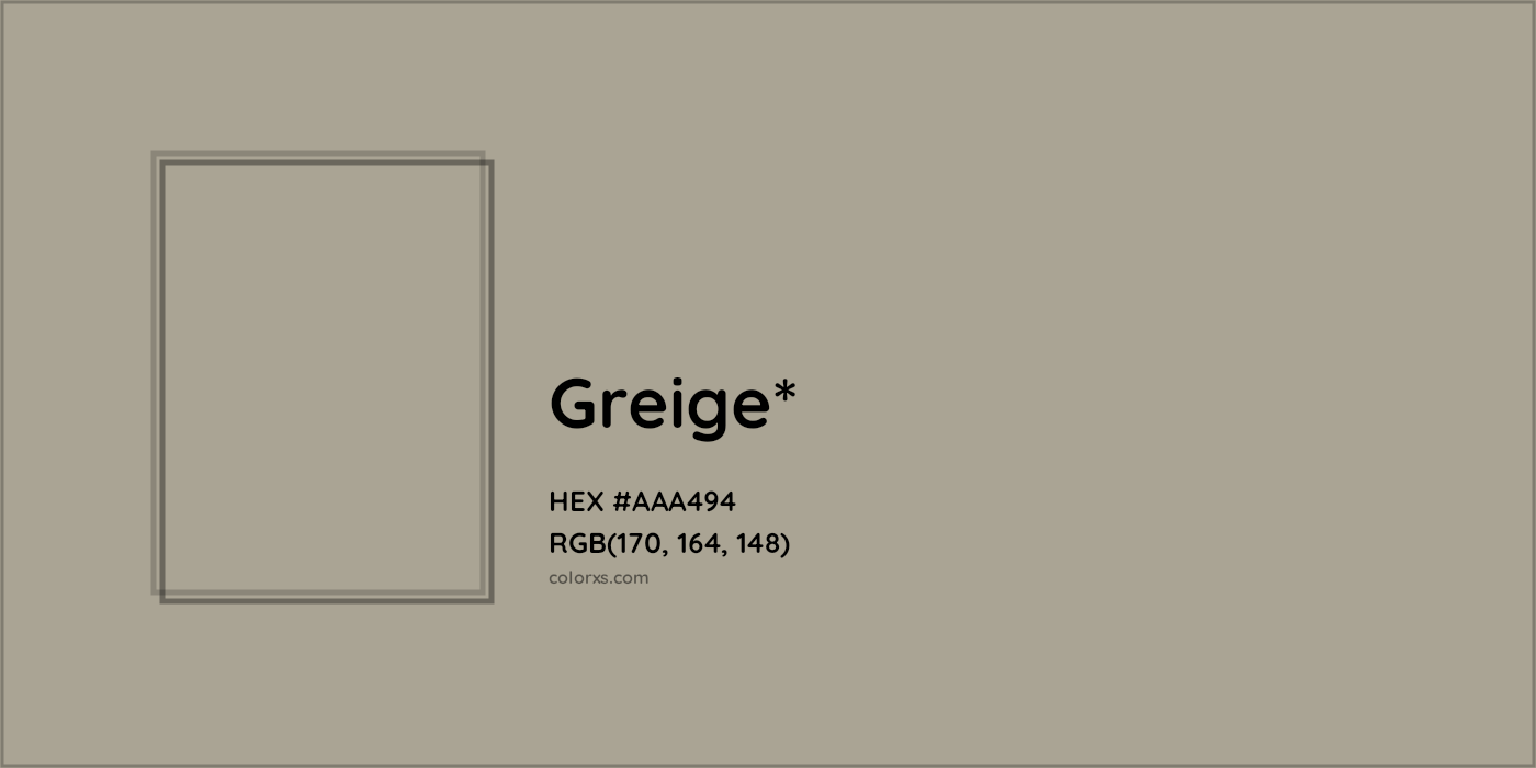 HEX #AAA494 Color Name, Color Code, Palettes, Similar Paints, Images