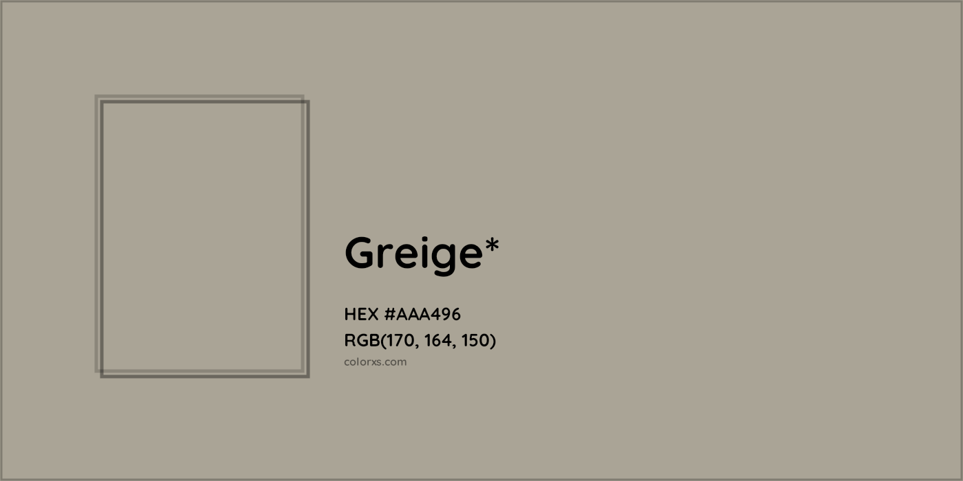 HEX #AAA496 Color Name, Color Code, Palettes, Similar Paints, Images