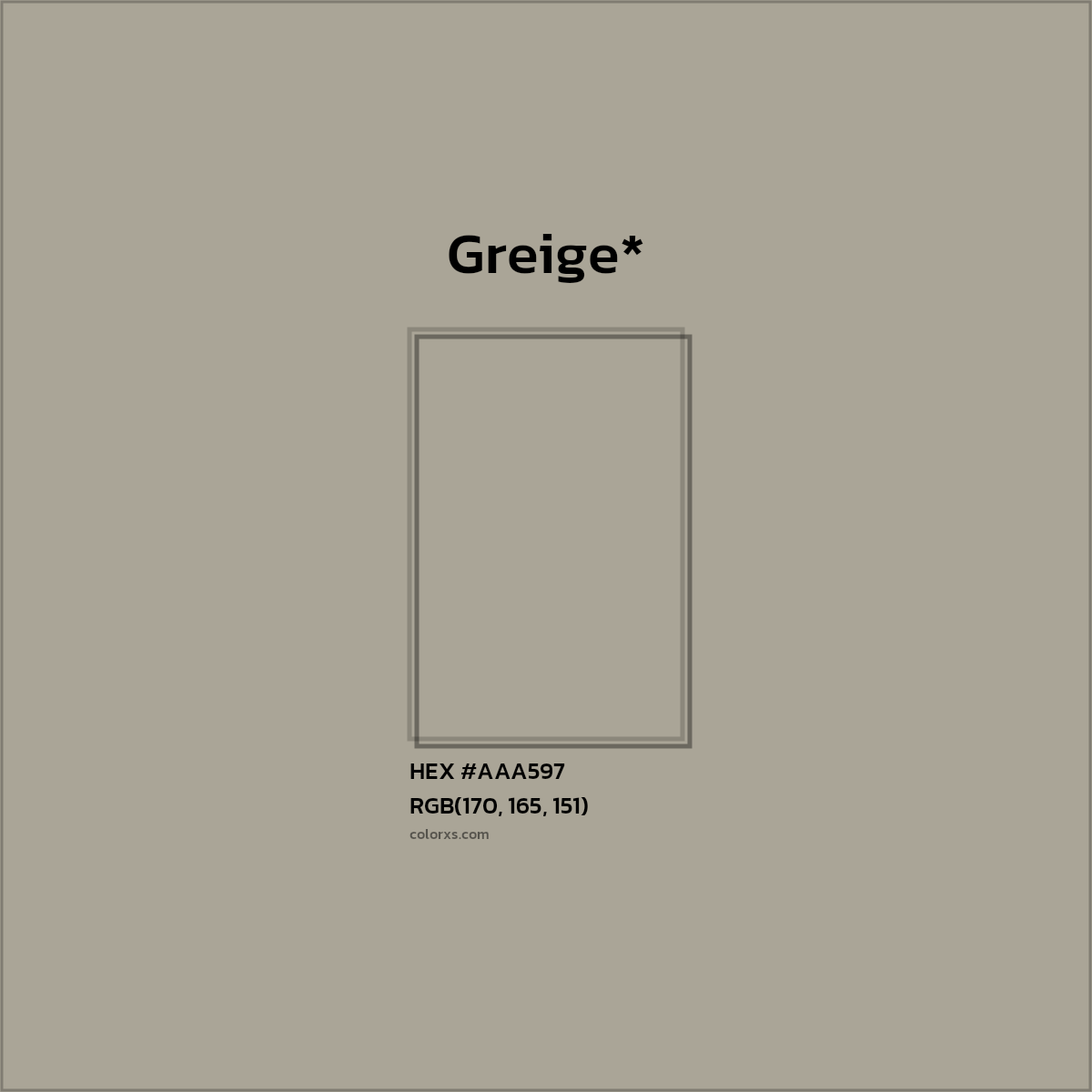 HEX #AAA597 Color Name, Color Code, Palettes, Similar Paints, Images