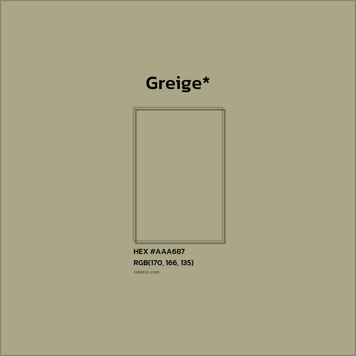HEX #AAA687 Color Name, Color Code, Palettes, Similar Paints, Images
