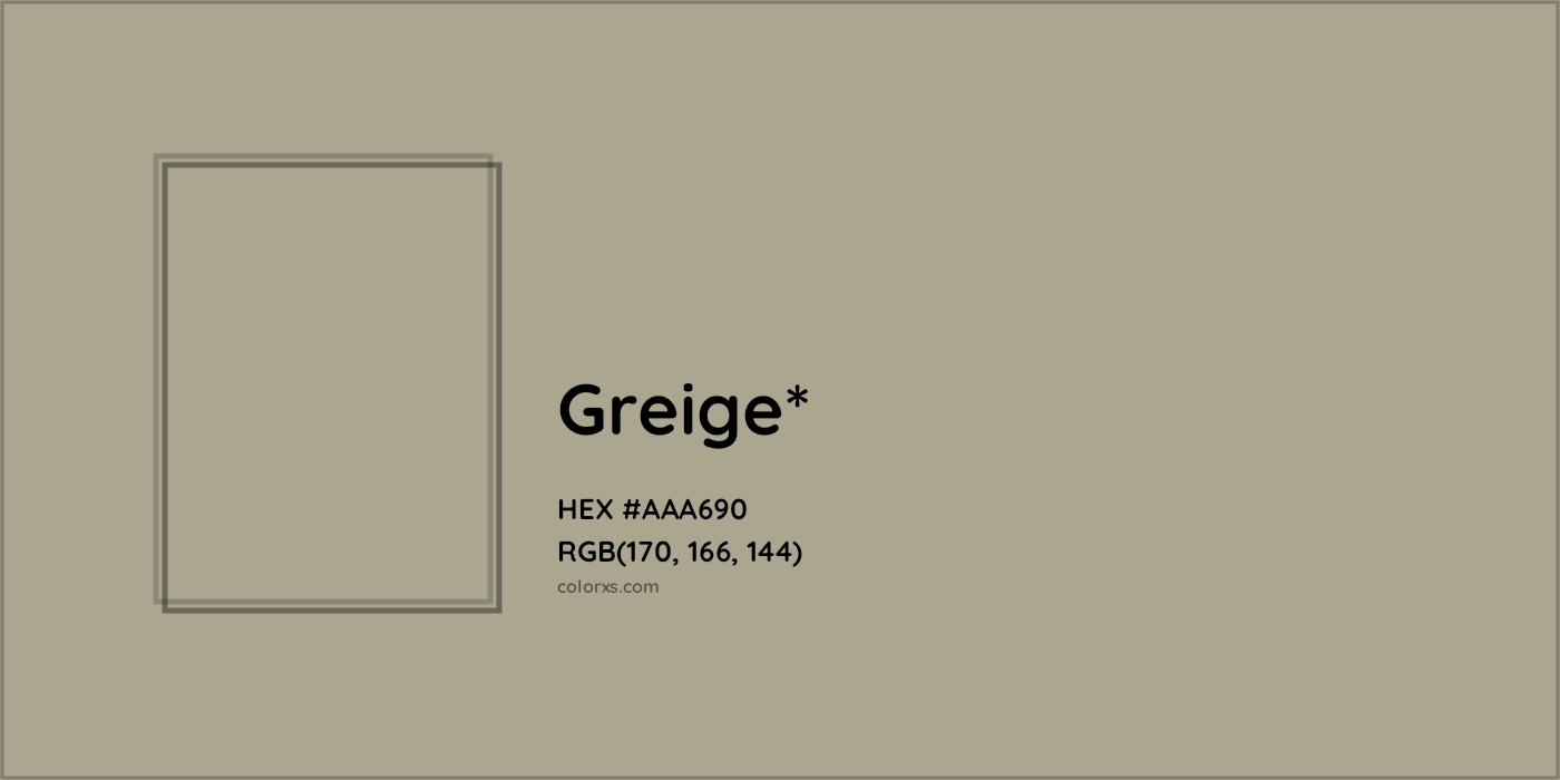 HEX #AAA690 Color Name, Color Code, Palettes, Similar Paints, Images