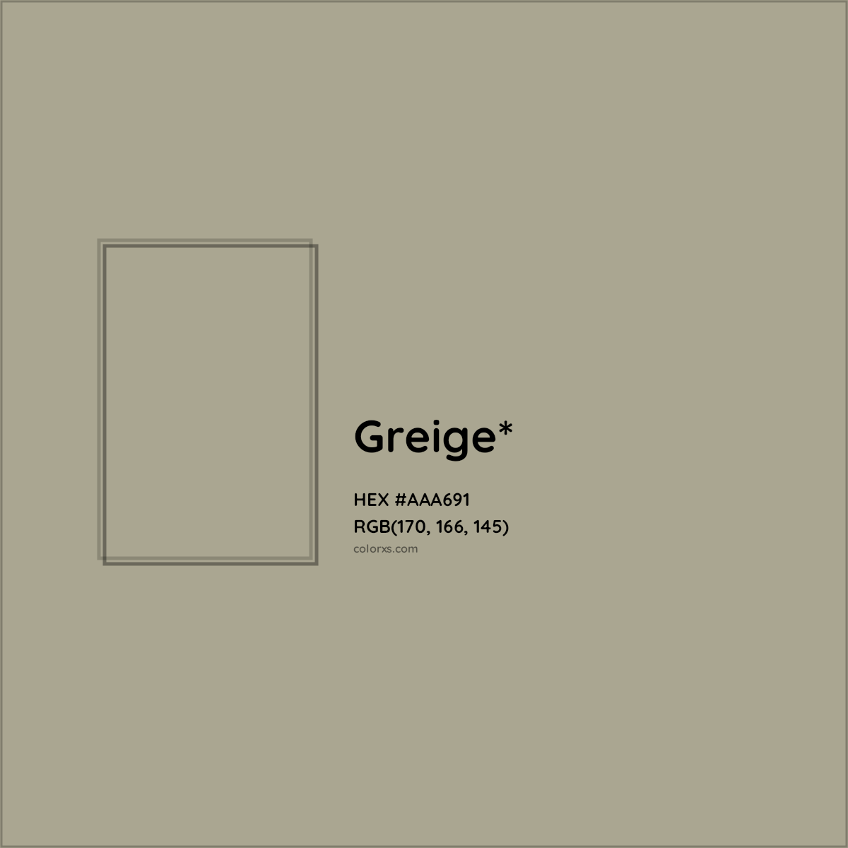 HEX #AAA691 Color Name, Color Code, Palettes, Similar Paints, Images