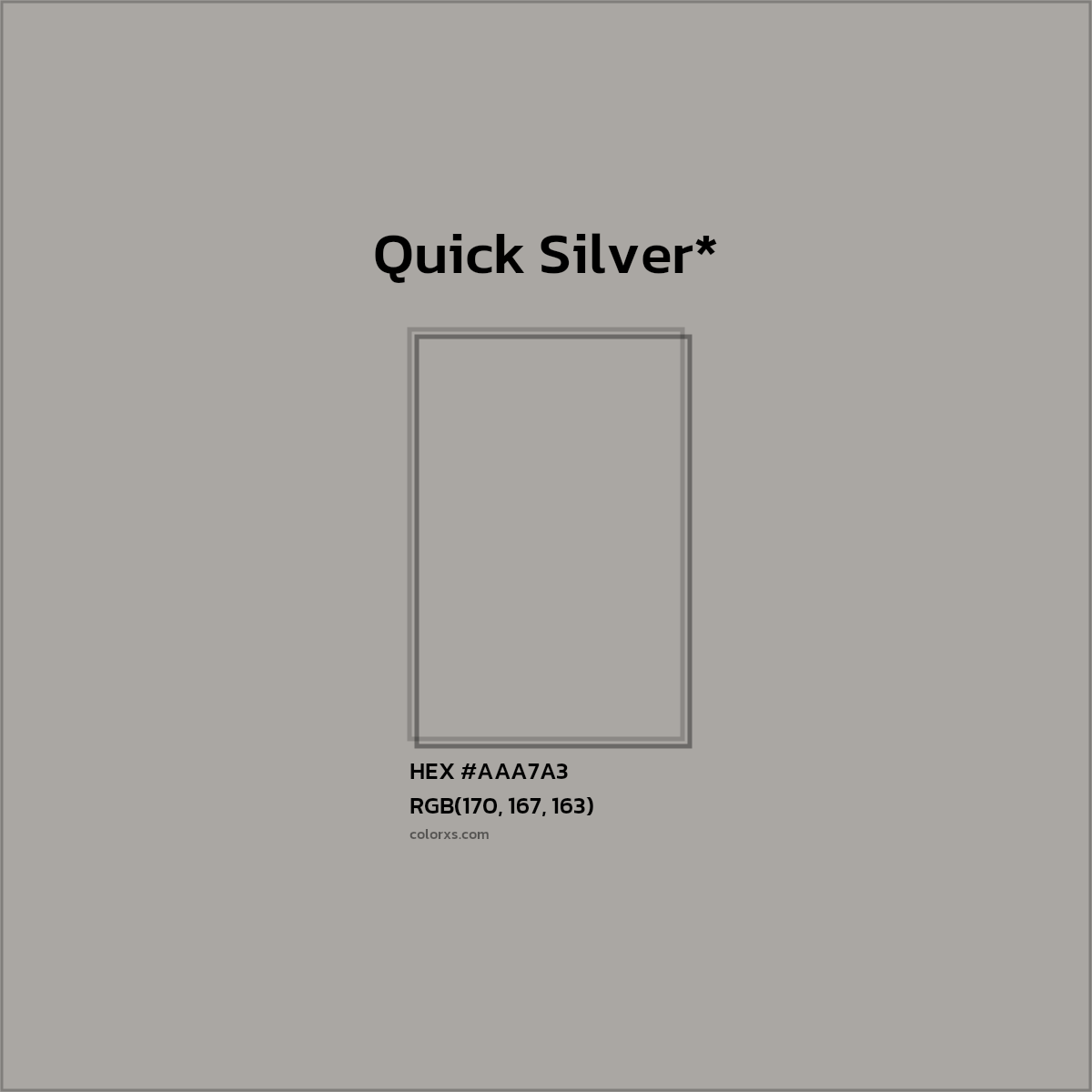 HEX #AAA7A3 Color Name, Color Code, Palettes, Similar Paints, Images