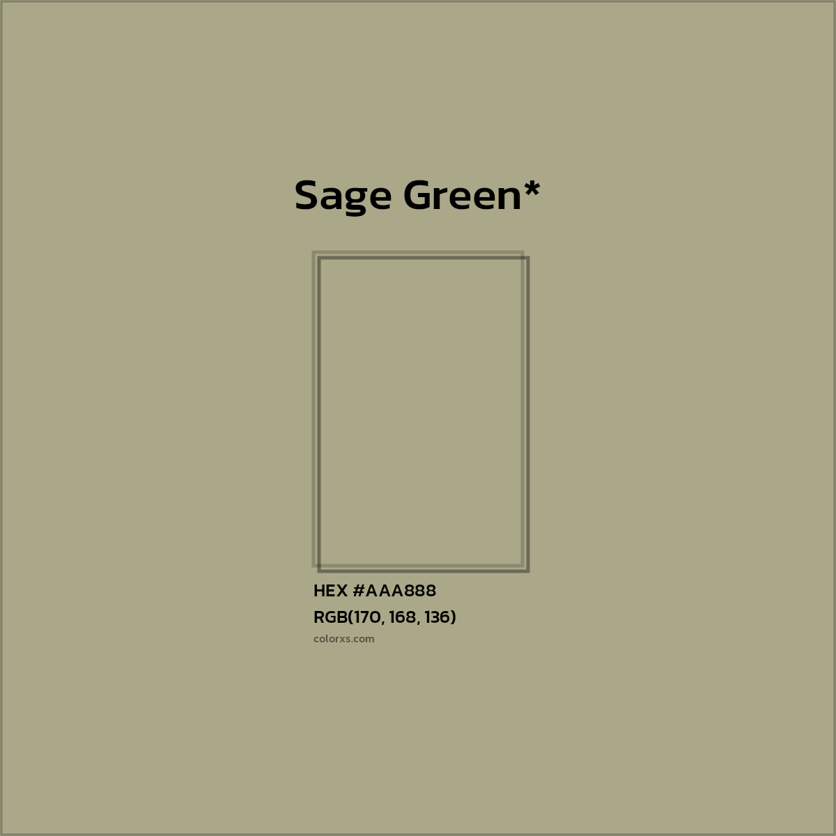 HEX #AAA888 Color Name, Color Code, Palettes, Similar Paints, Images