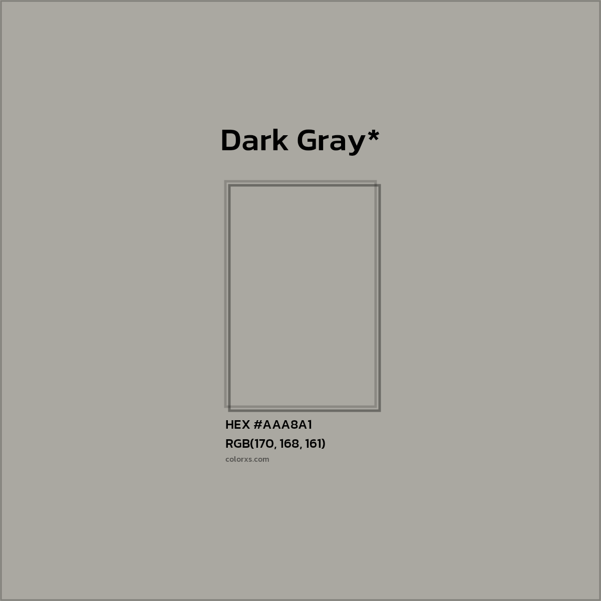 HEX #AAA8A1 Color Name, Color Code, Palettes, Similar Paints, Images