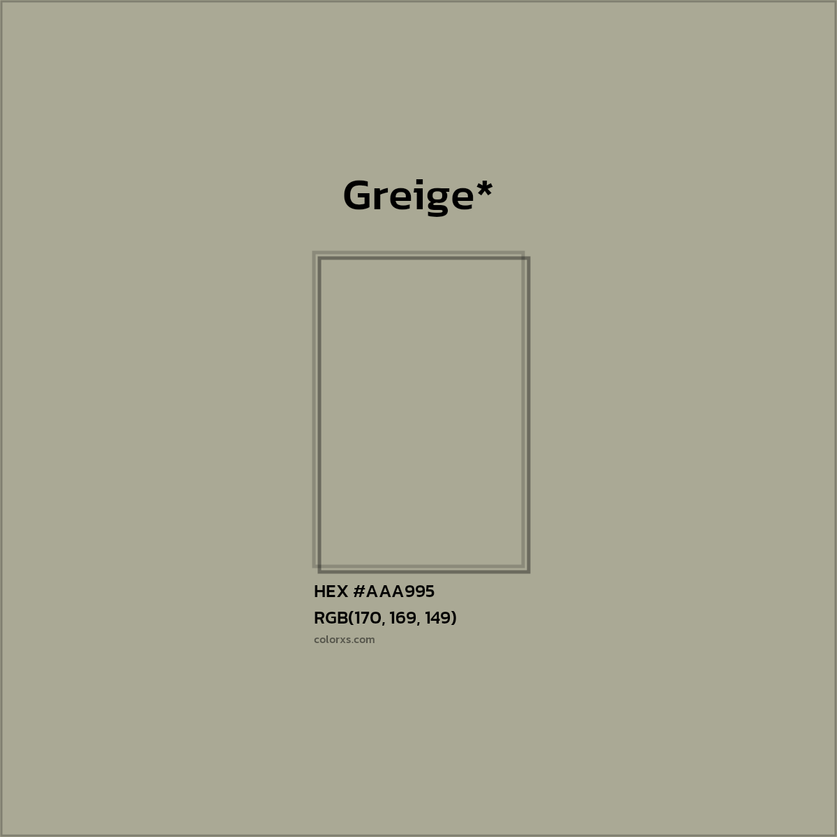 HEX #AAA995 Color Name, Color Code, Palettes, Similar Paints, Images