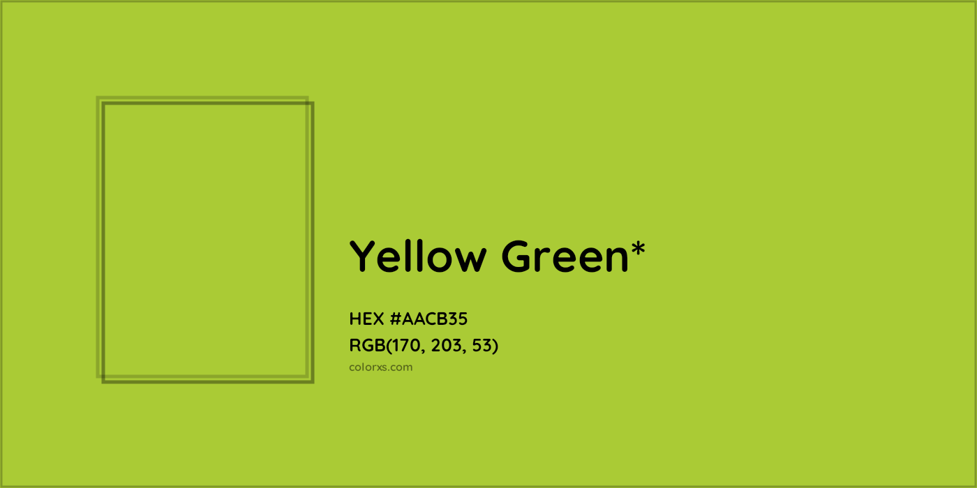 HEX #AACB35 Color Name, Color Code, Palettes, Similar Paints, Images