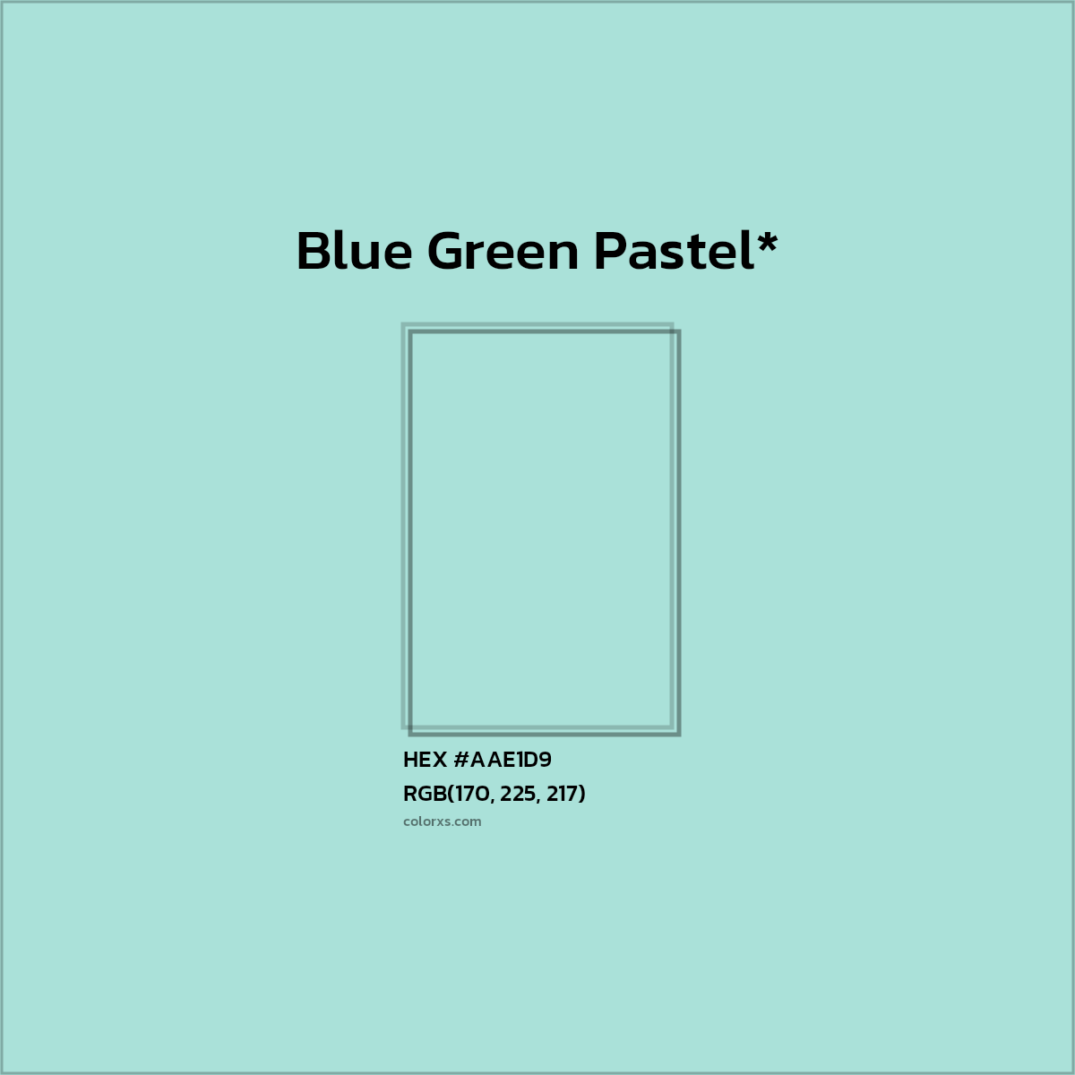 HEX #AAE1D9 Color Name, Color Code, Palettes, Similar Paints, Images
