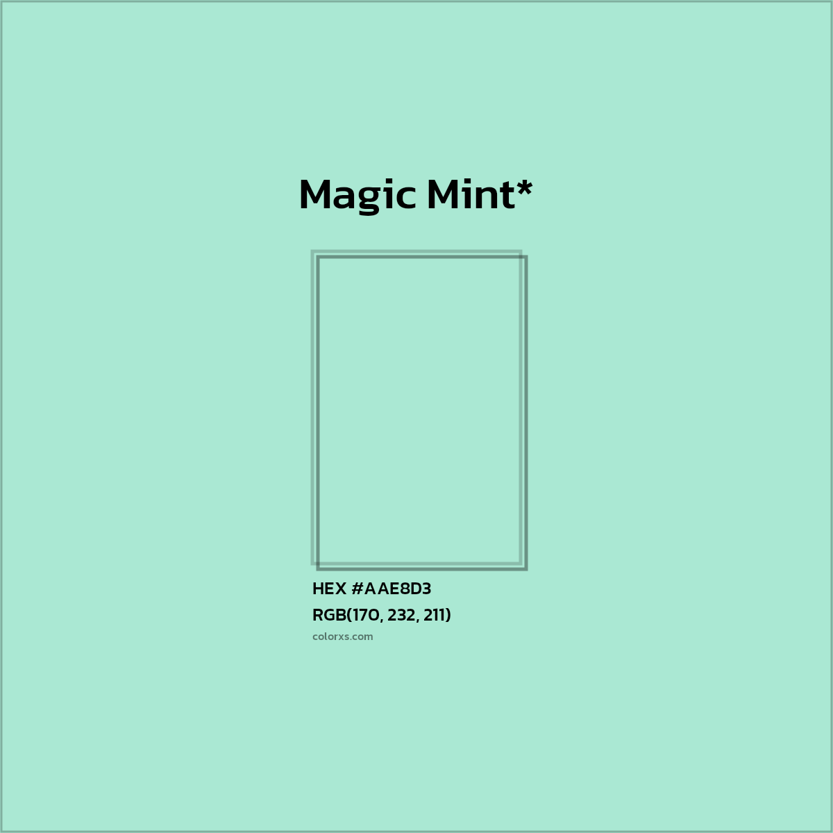 HEX #AAE8D3 Color Name, Color Code, Palettes, Similar Paints, Images