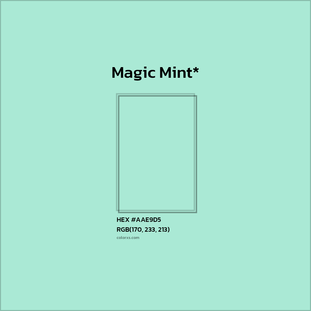 HEX #AAE9D5 Color Name, Color Code, Palettes, Similar Paints, Images