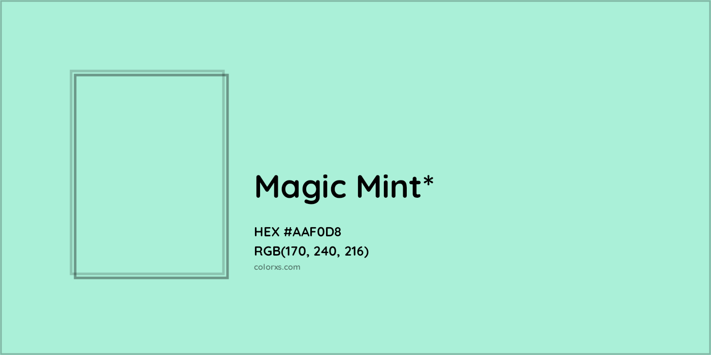 HEX #AAF0D8 Color Name, Color Code, Palettes, Similar Paints, Images