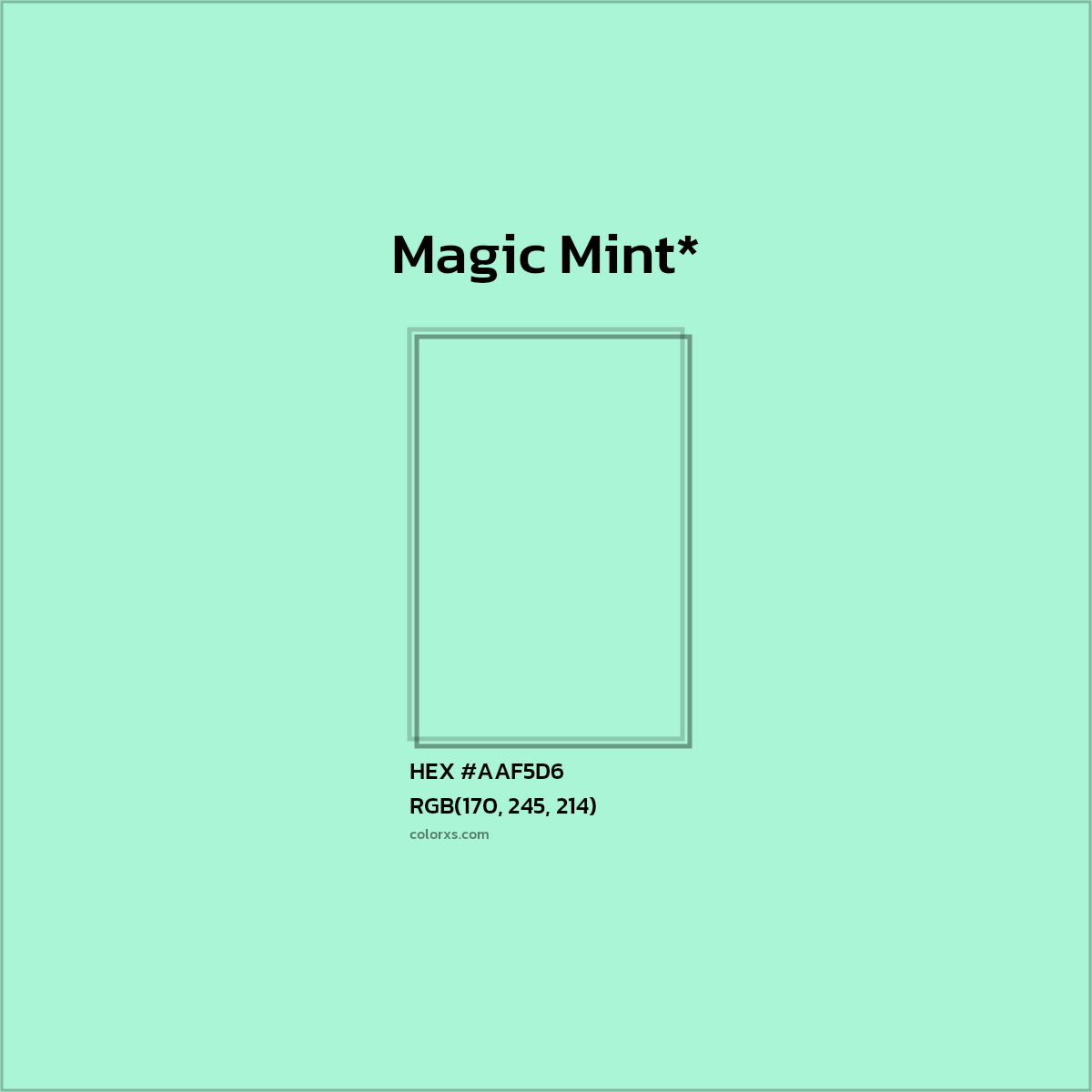 HEX #AAF5D6 Color Name, Color Code, Palettes, Similar Paints, Images