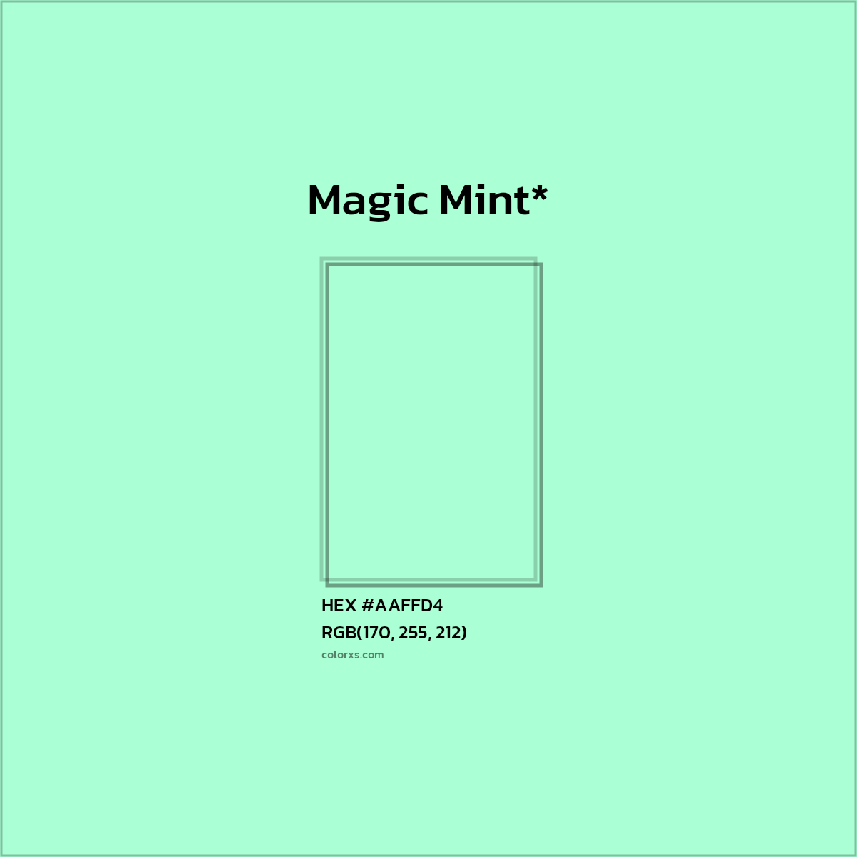 HEX #AAFFD4 Color Name, Color Code, Palettes, Similar Paints, Images