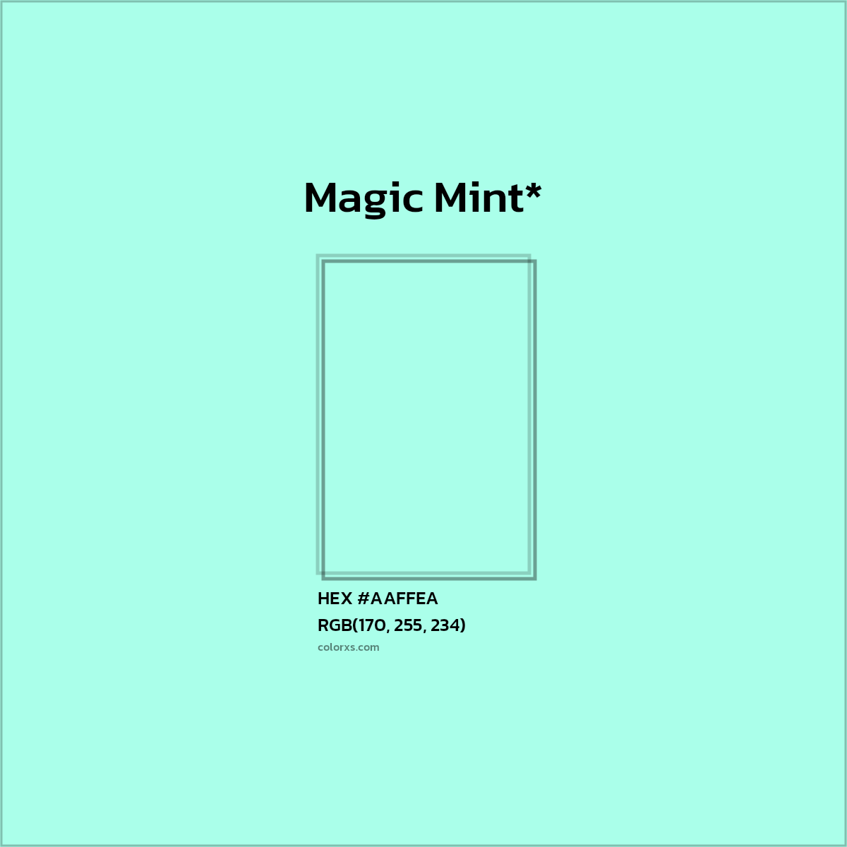 HEX #AAFFEA Color Name, Color Code, Palettes, Similar Paints, Images