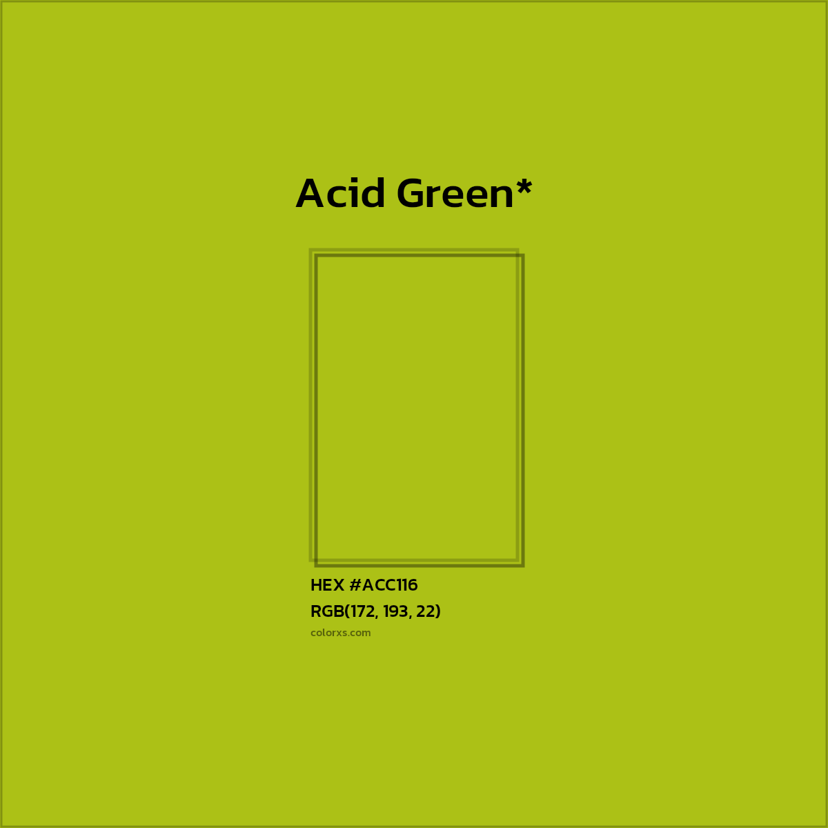 HEX #ACC116 Color Name, Color Code, Palettes, Similar Paints, Images