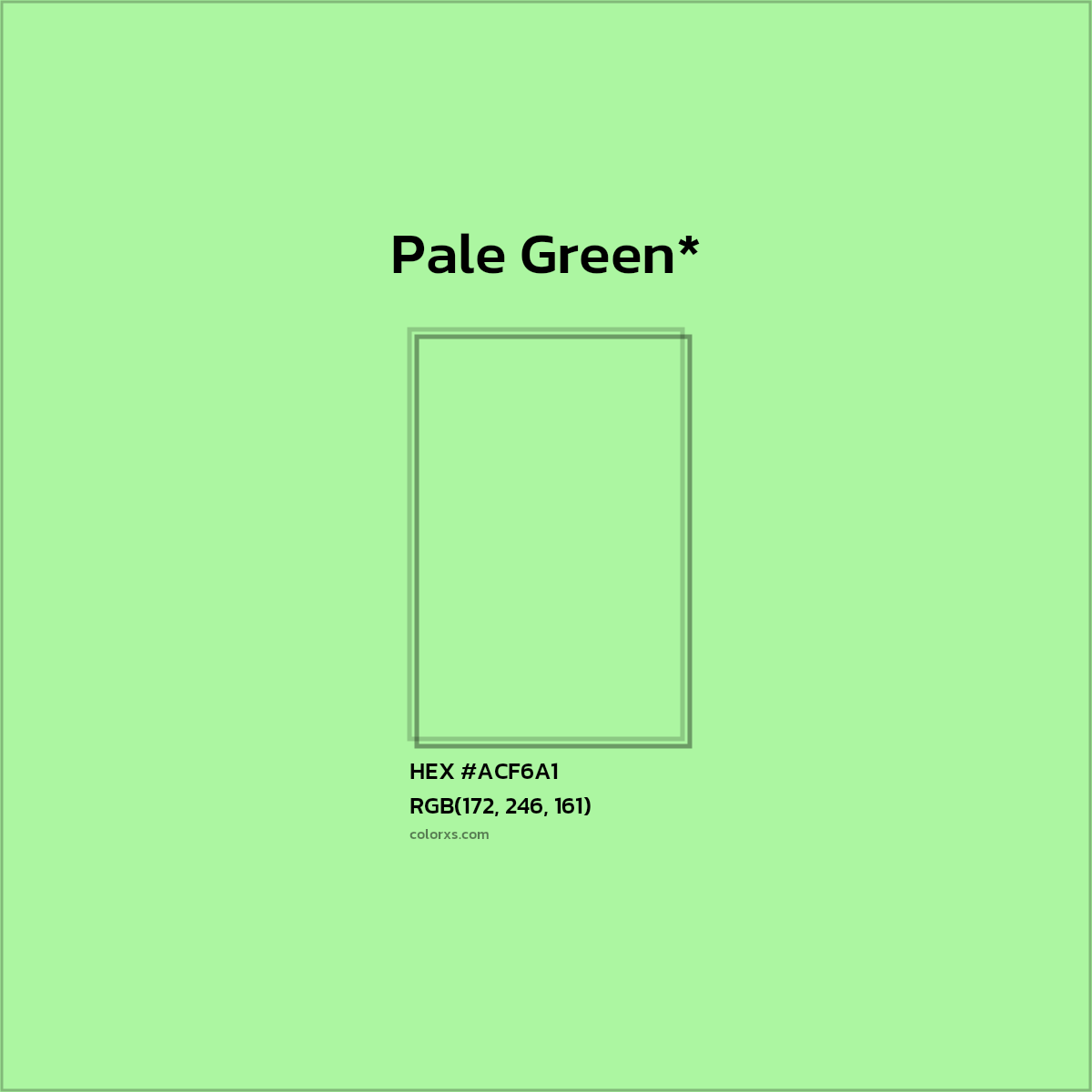 HEX #ACF6A1 Color Name, Color Code, Palettes, Similar Paints, Images