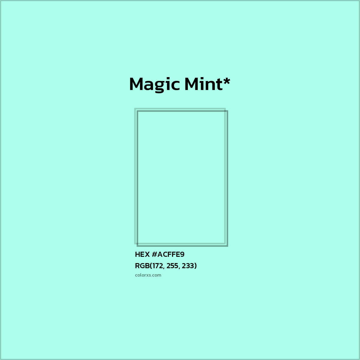 HEX #ACFFE9 Color Name, Color Code, Palettes, Similar Paints, Images