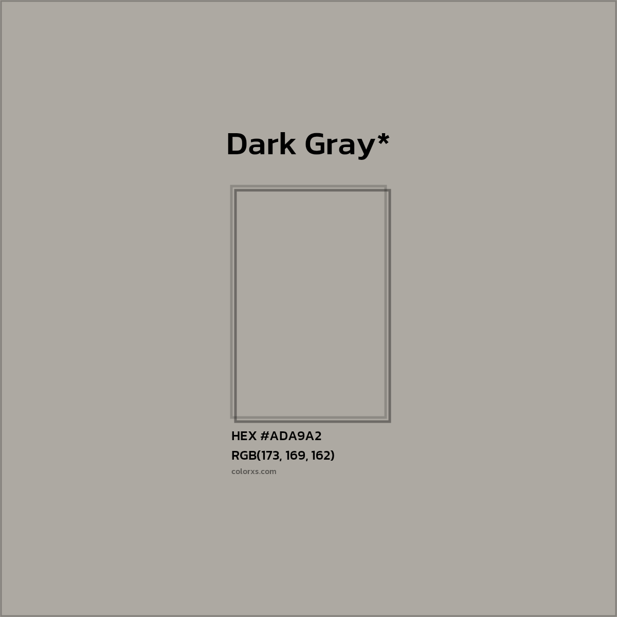 HEX #ADA9A2 Color Name, Color Code, Palettes, Similar Paints, Images