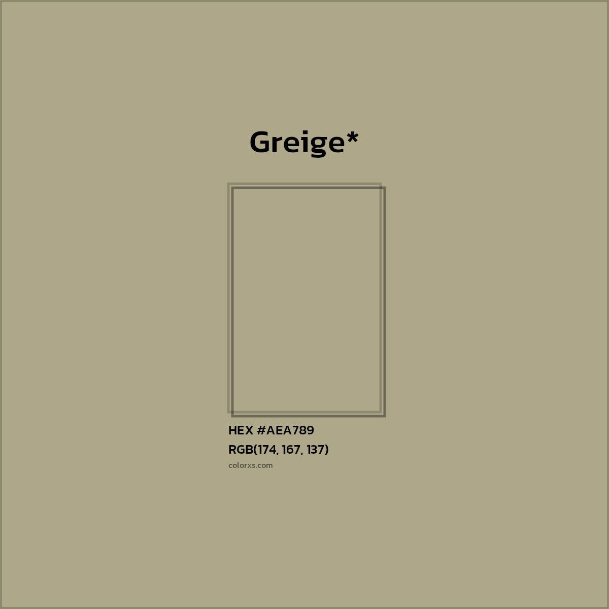 HEX #AEA789 Color Name, Color Code, Palettes, Similar Paints, Images