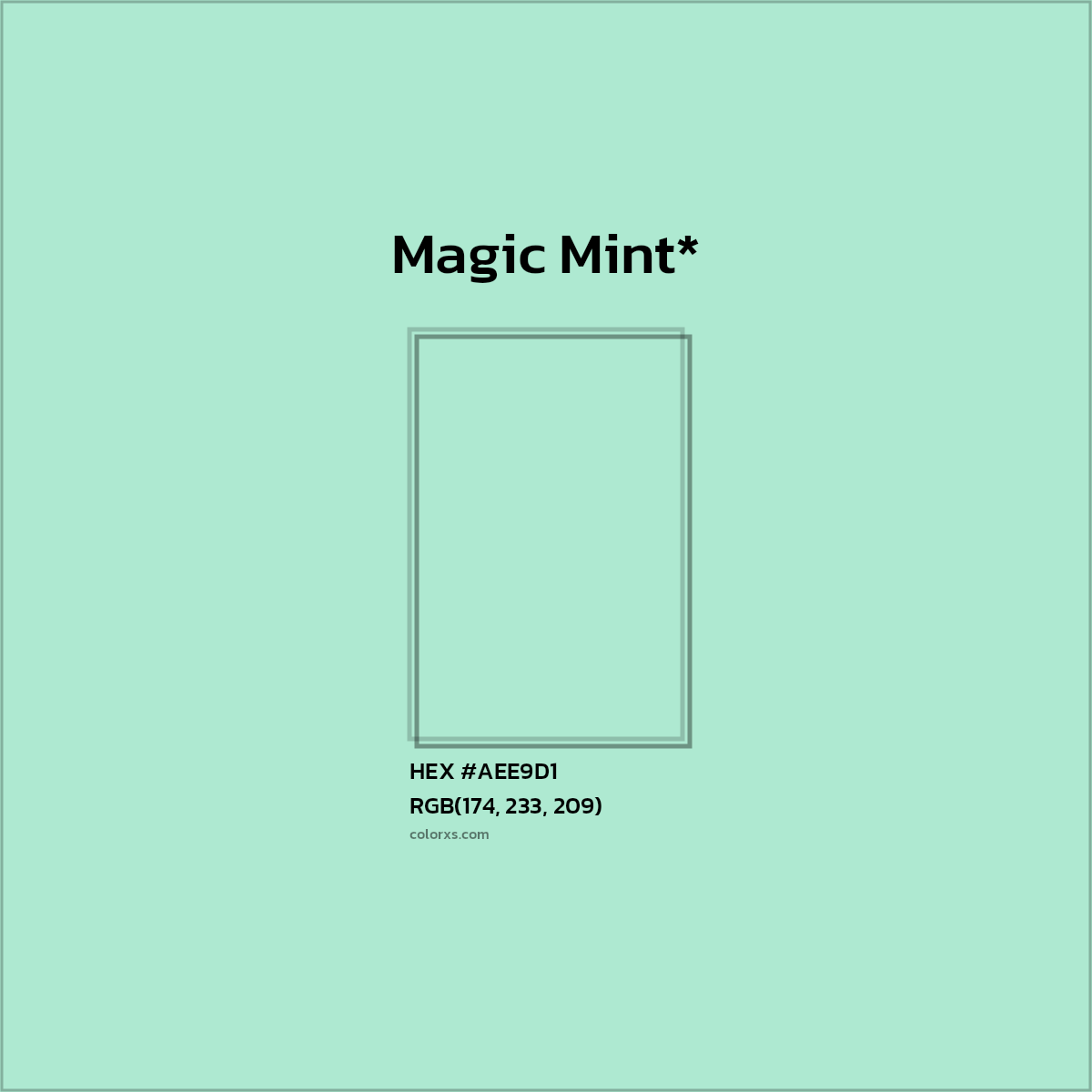 HEX #AEE9D1 Color Name, Color Code, Palettes, Similar Paints, Images