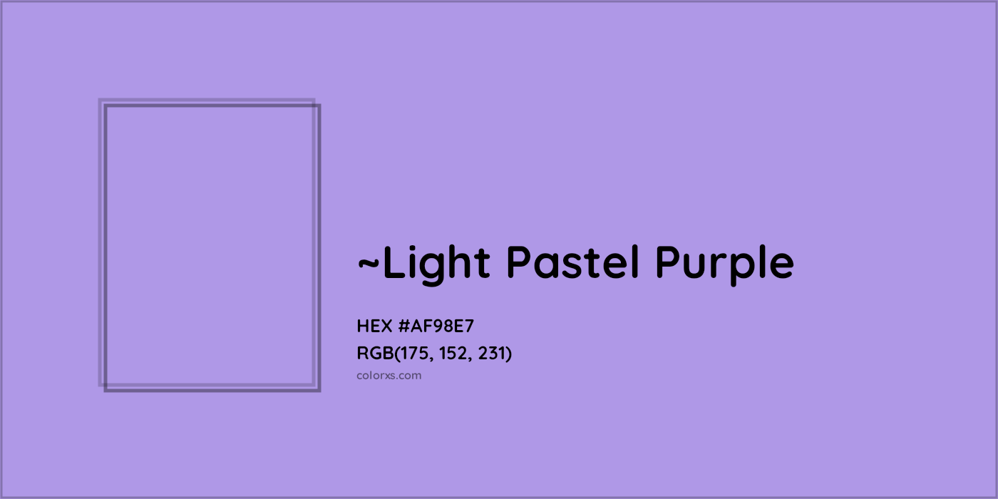 HEX #AF98E7 Color Name, Color Code, Palettes, Similar Paints, Images