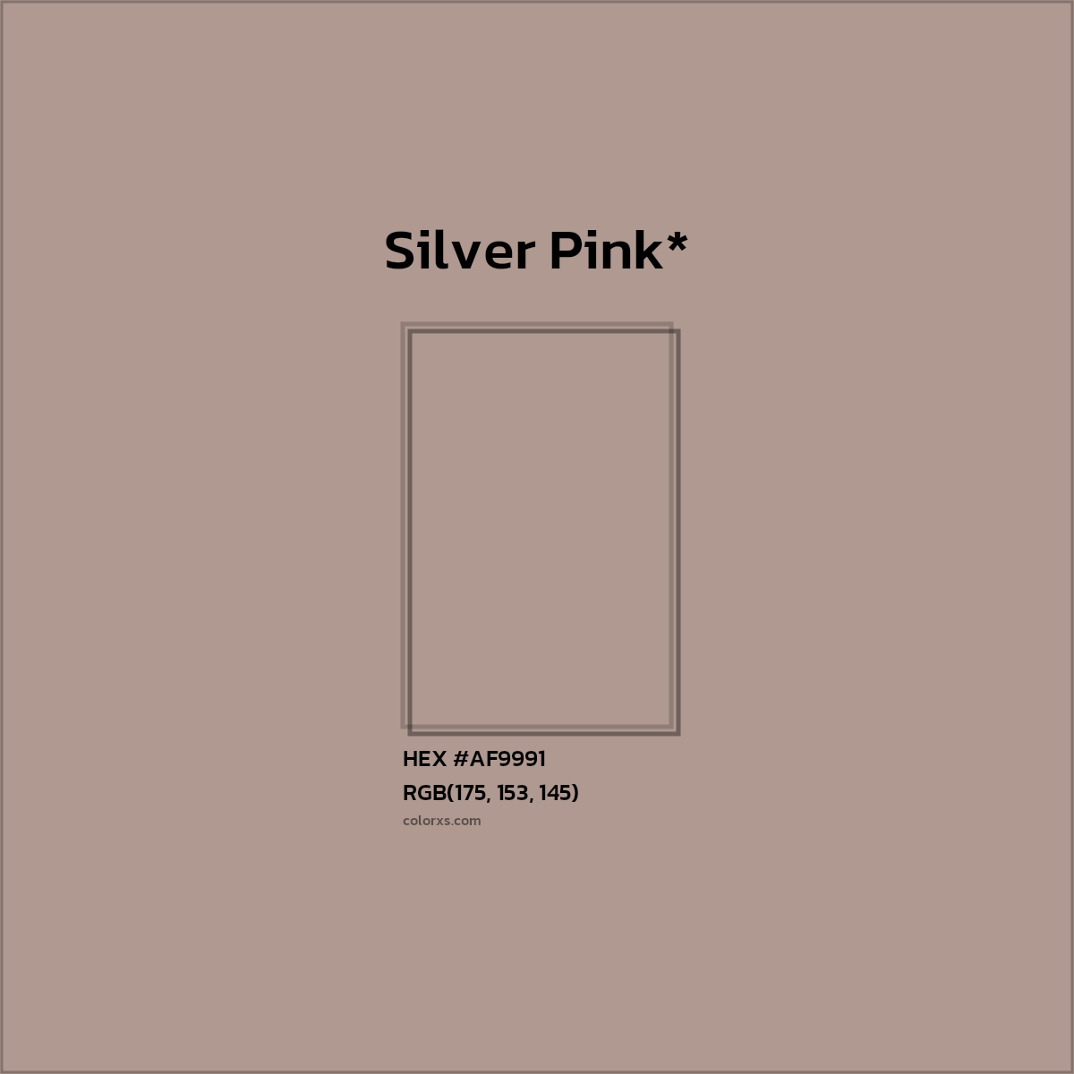 HEX #AF9991 Color Name, Color Code, Palettes, Similar Paints, Images
