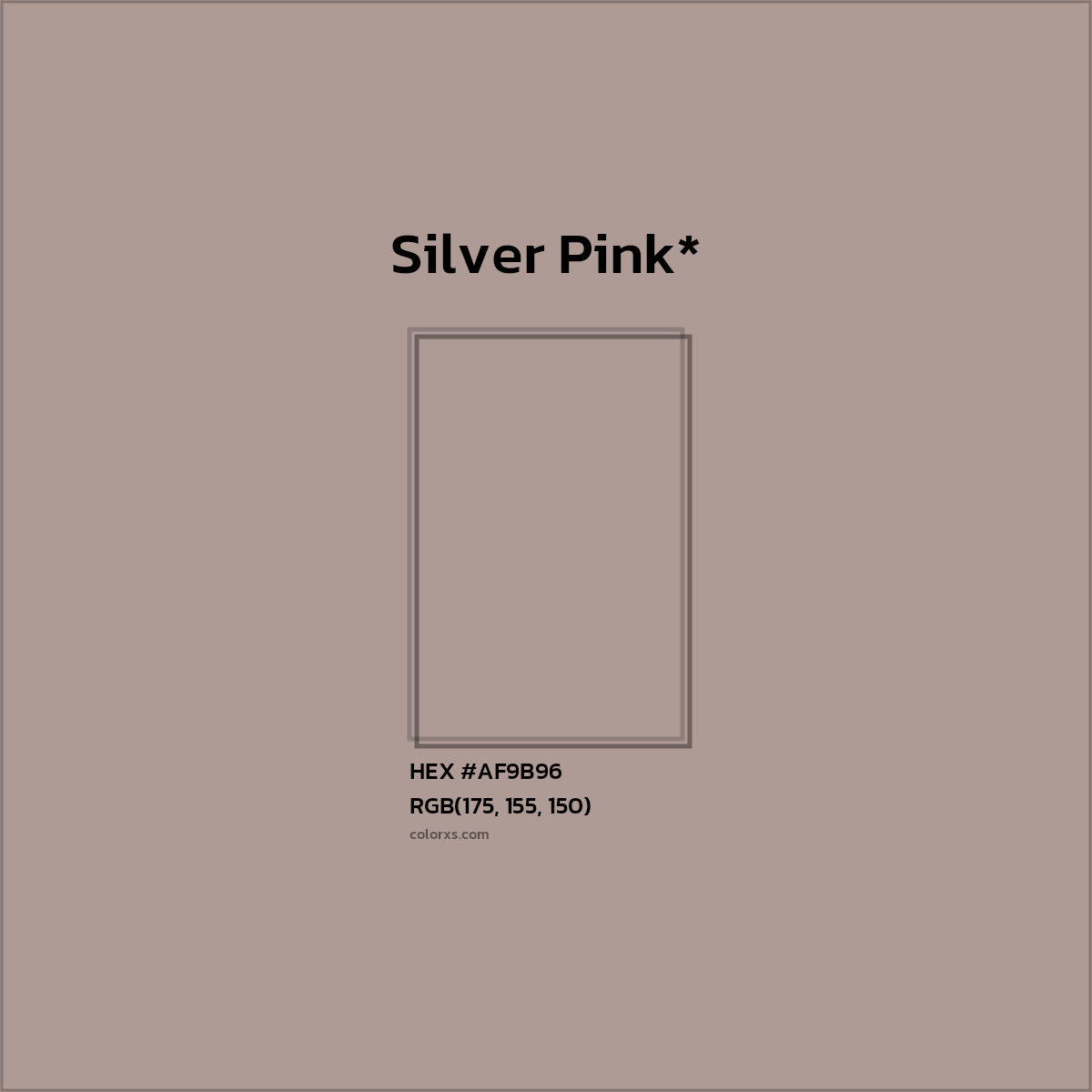 HEX #AF9B96 Color Name, Color Code, Palettes, Similar Paints, Images