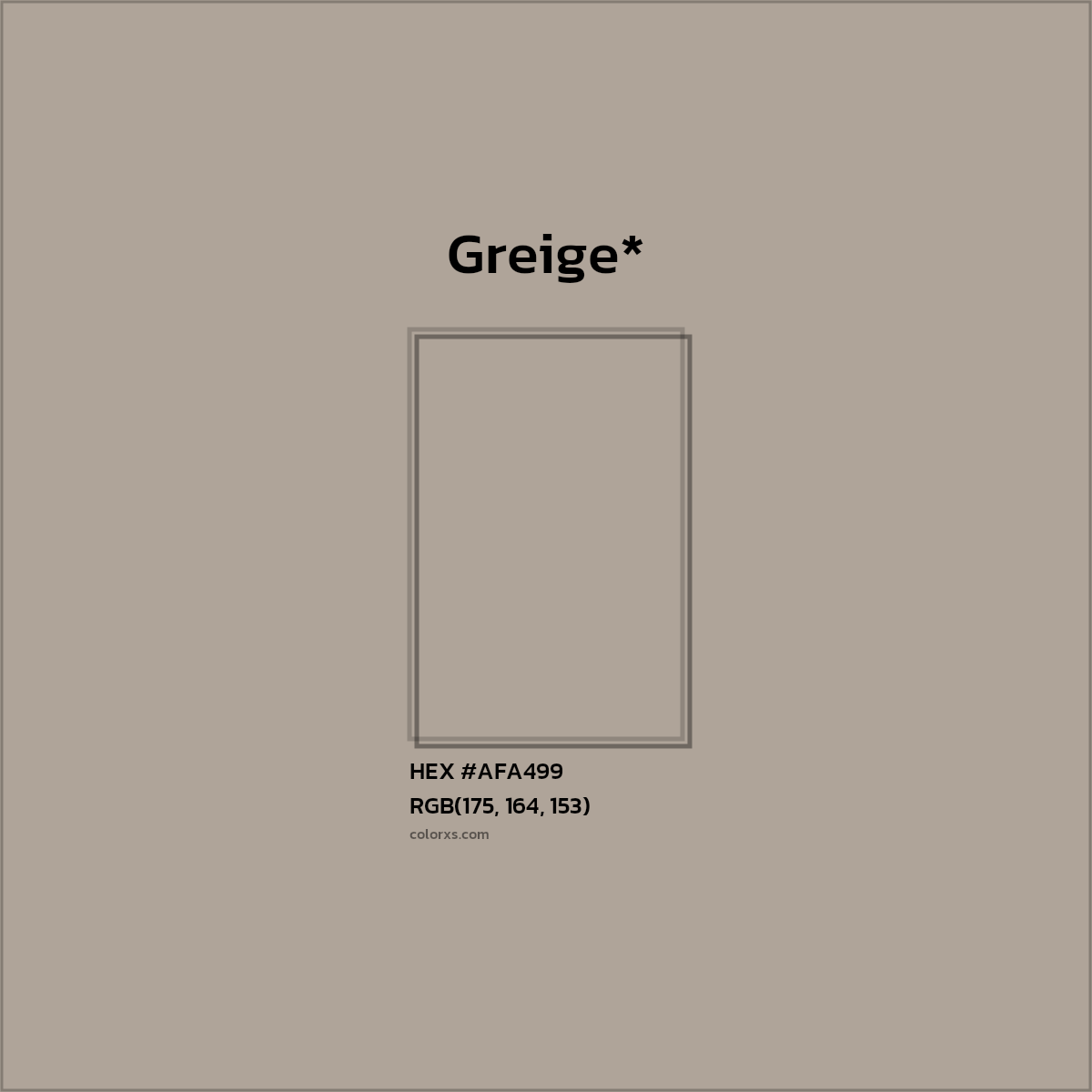 HEX #AFA499 Color Name, Color Code, Palettes, Similar Paints, Images