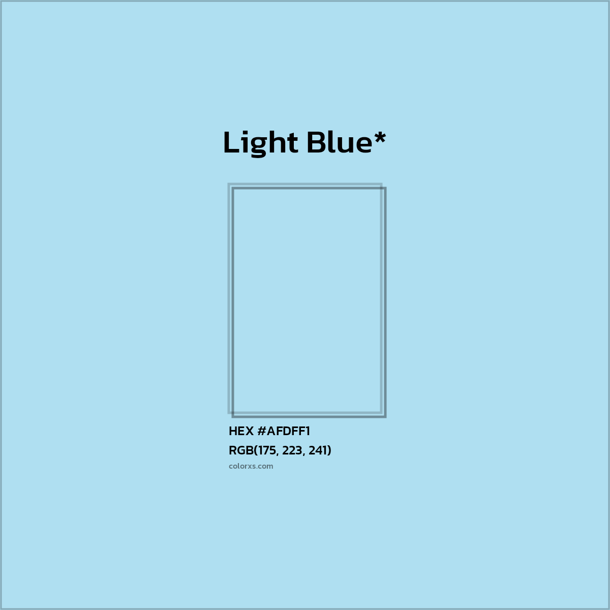 HEX #AFDFF1 Color Name, Color Code, Palettes, Similar Paints, Images
