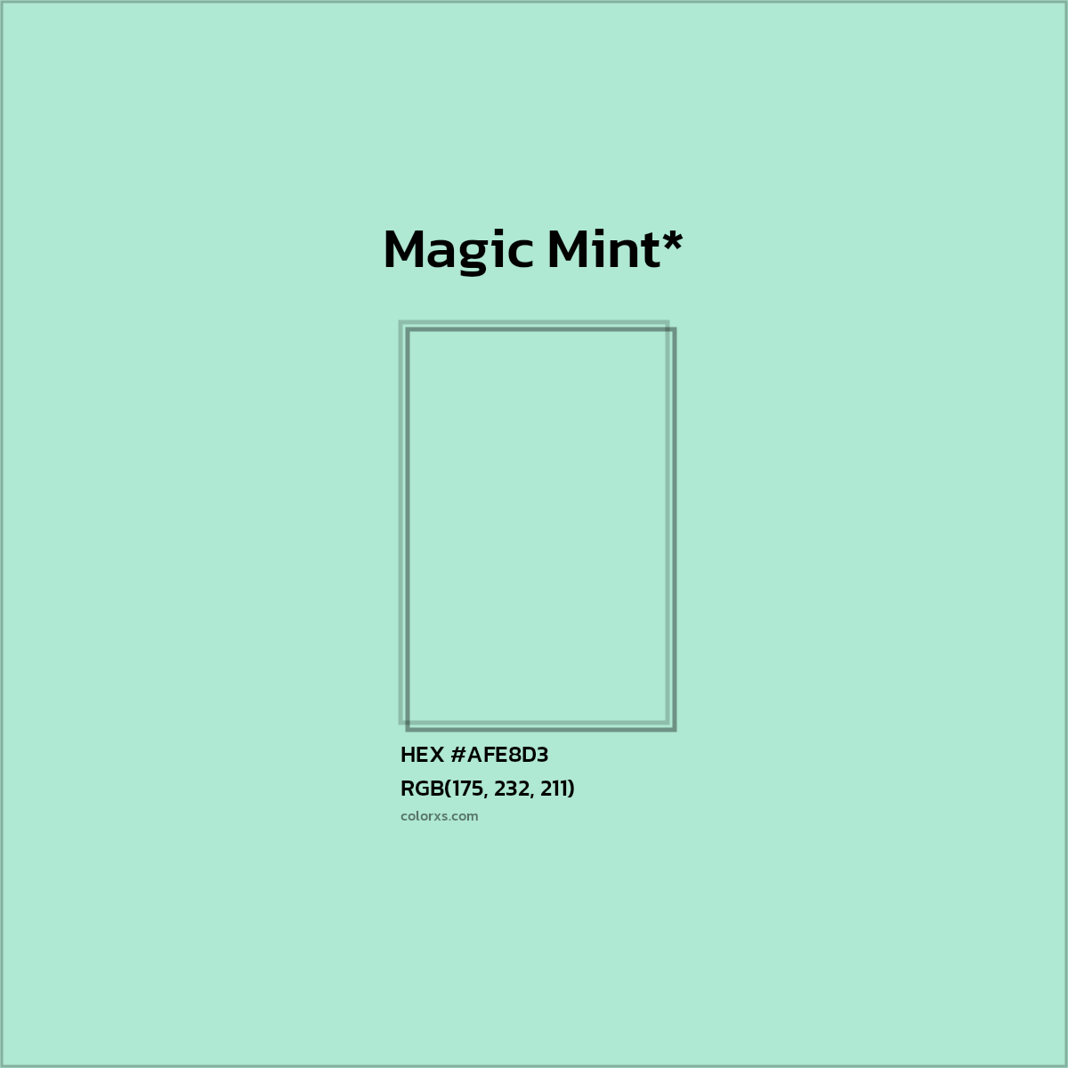 HEX #AFE8D3 Color Name, Color Code, Palettes, Similar Paints, Images