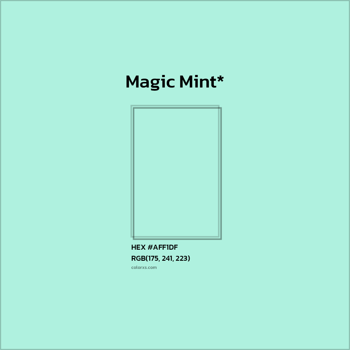 HEX #AFF1DF Color Name, Color Code, Palettes, Similar Paints, Images