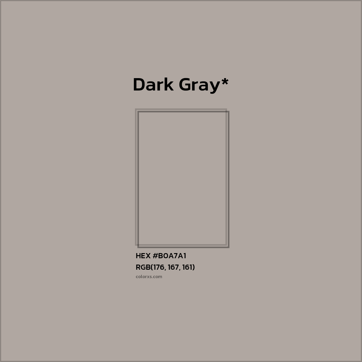 HEX #B0A7A1 Color Name, Color Code, Palettes, Similar Paints, Images