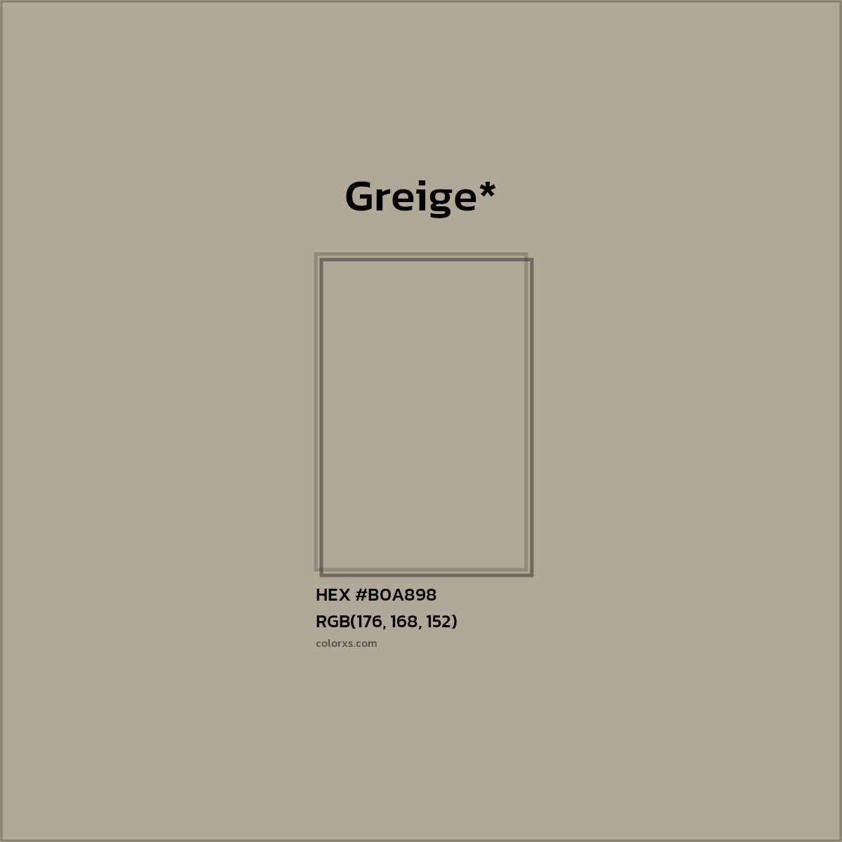 HEX #B0A898 Color Name, Color Code, Palettes, Similar Paints, Images