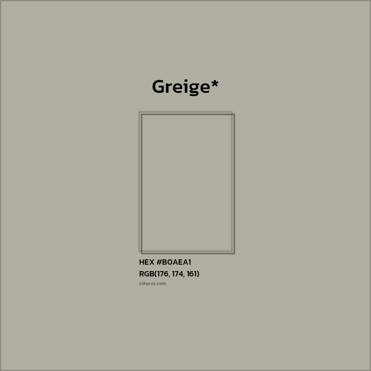 HEX #B0AEA1 Color Name, Color Code, Palettes, Similar Paints, Images