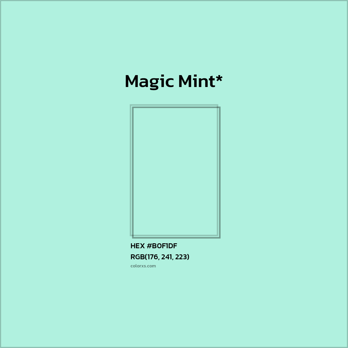 HEX #B0F1DF Color Name, Color Code, Palettes, Similar Paints, Images