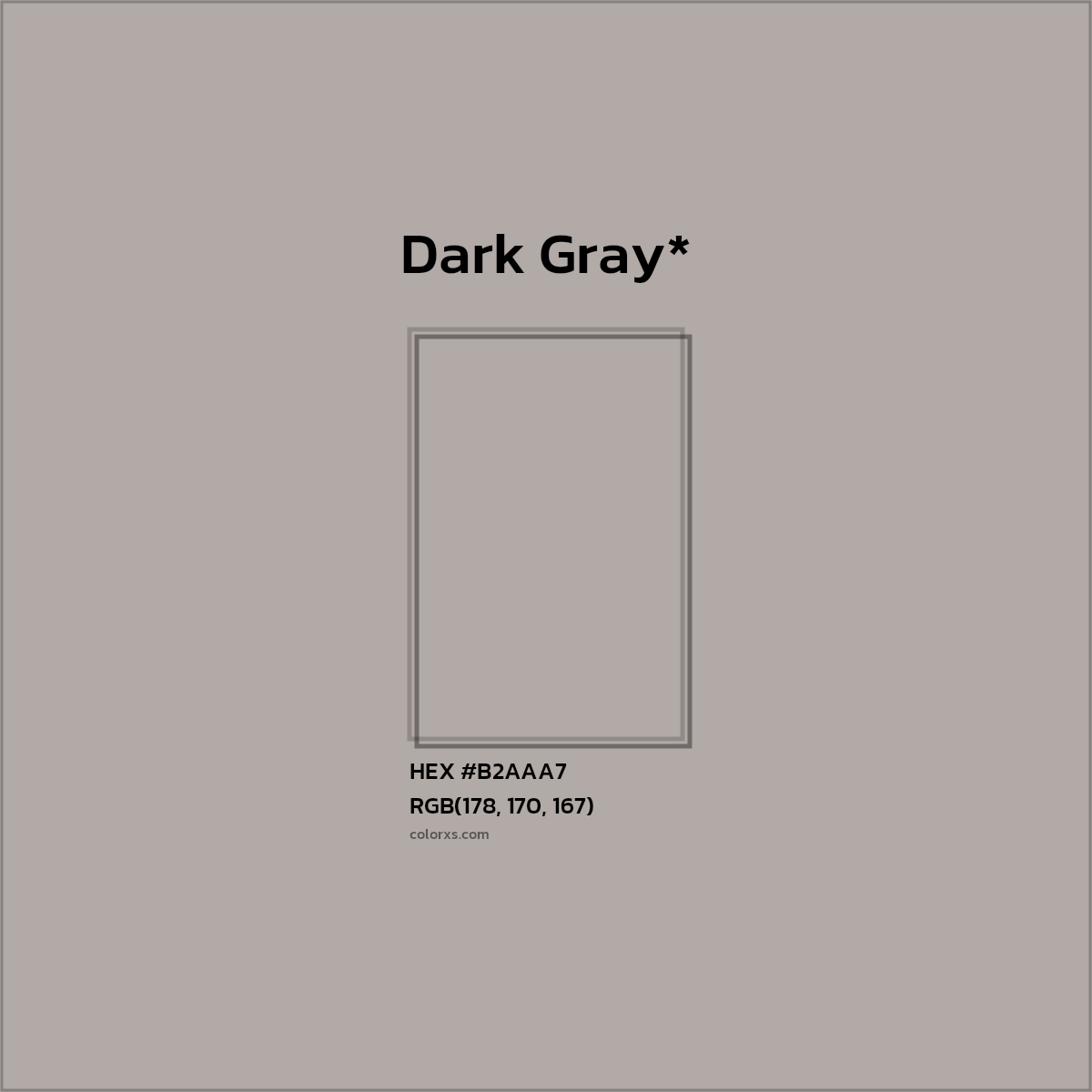 HEX #B2AAA7 Color Name, Color Code, Palettes, Similar Paints, Images