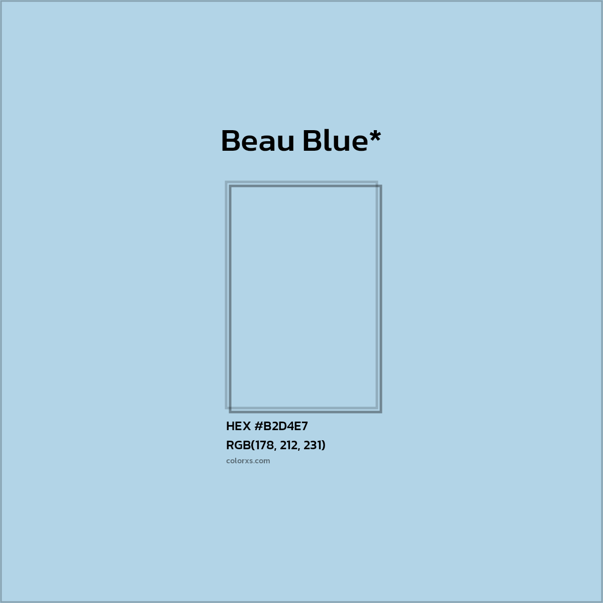 #B2D4E7 hex color. RGB, RYB, CMYK, HSL, HSV codes and color conversions. Matching color names, palettes, paints.
