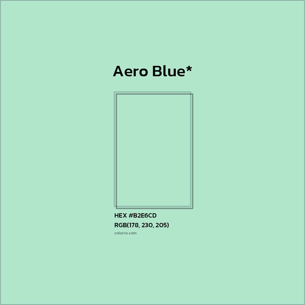 #B2E6CD hex color. RGB, RYB, CMYK, HSL, HSV codes and color conversions. Matching color names, palettes, paints.