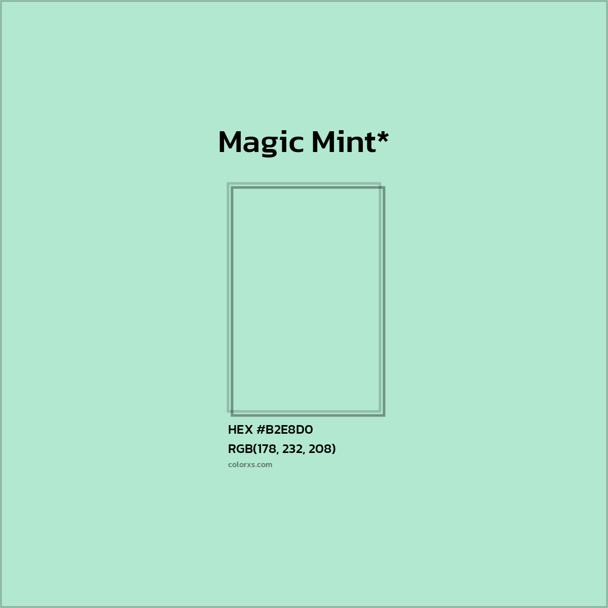 HEX #B2E8D0 Color Name, Color Code, Palettes, Similar Paints, Images