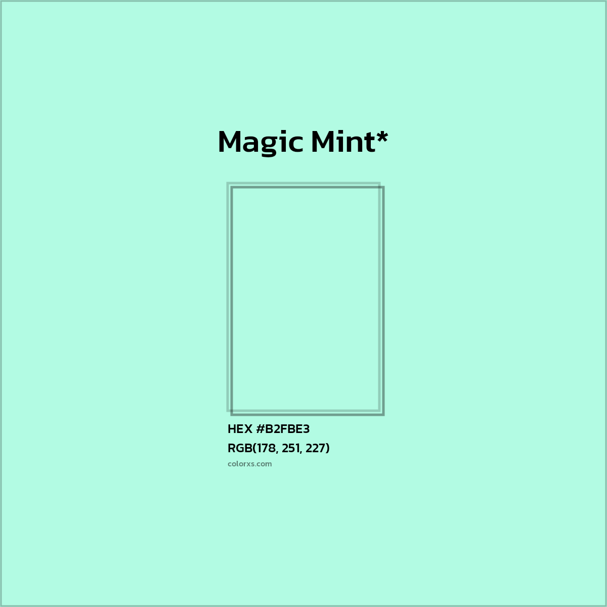 HEX #B2FBE3 Color Name, Color Code, Palettes, Similar Paints, Images