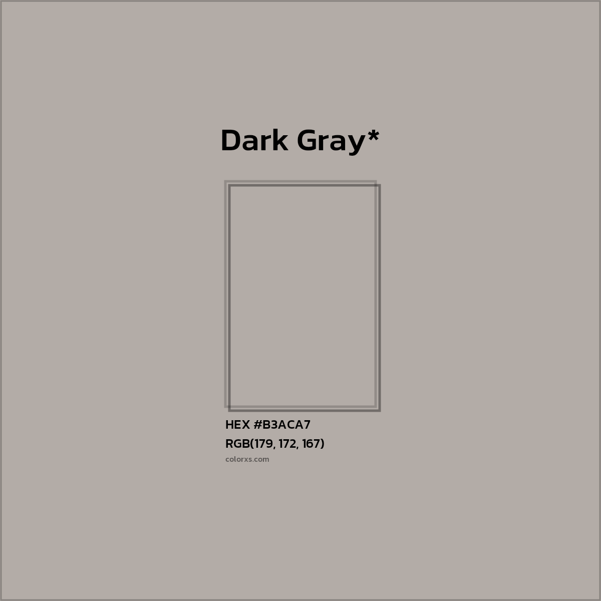 HEX #B3ACA7 Color Name, Color Code, Palettes, Similar Paints, Images