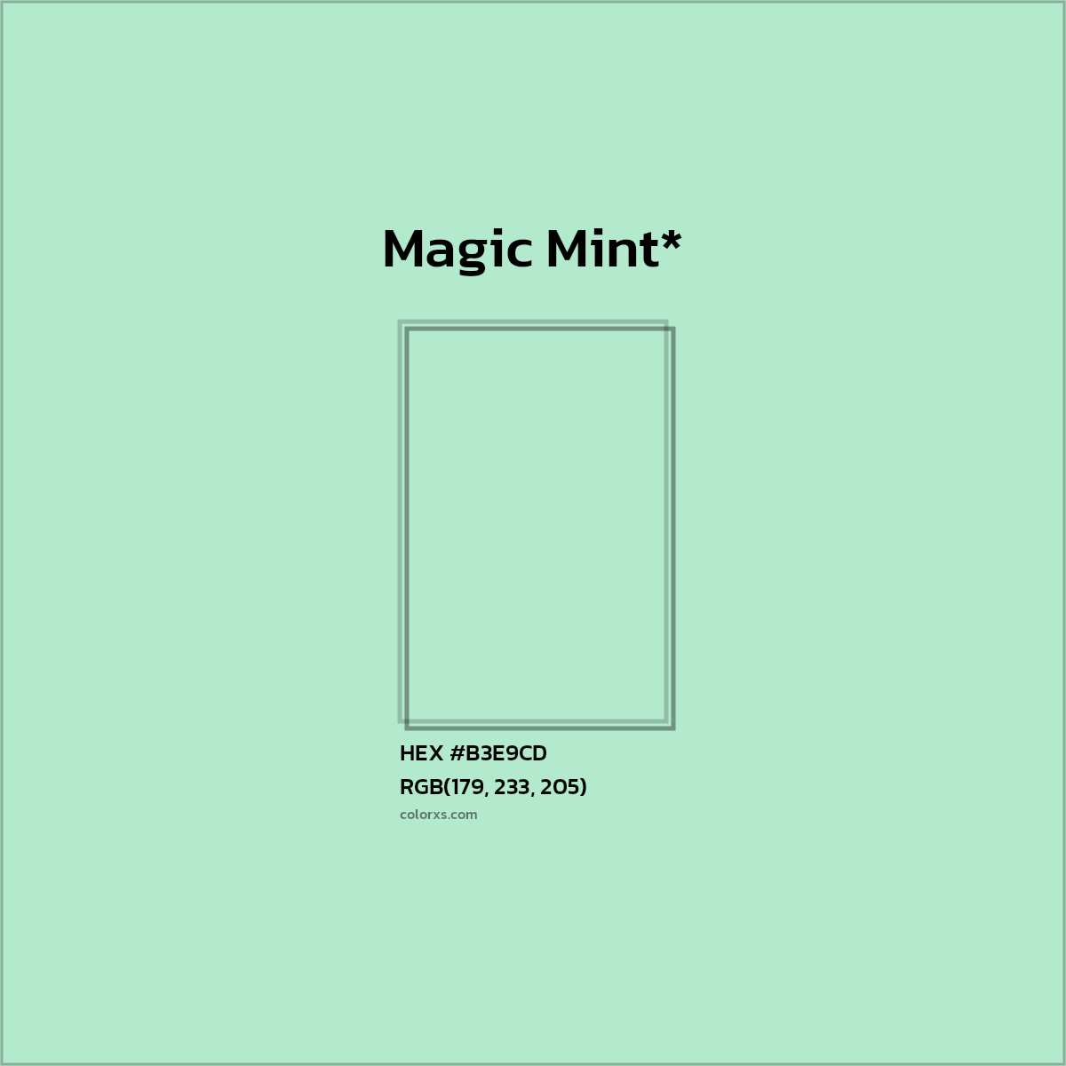 HEX #B3E9CD Color Name, Color Code, Palettes, Similar Paints, Images